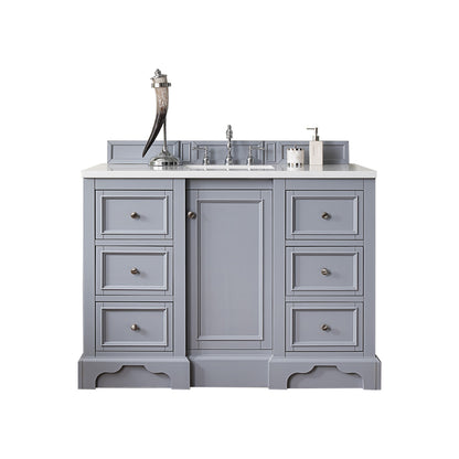 De Soto 48" Single Vanity, Silver Gray w/ 3 CM Arctic Fall Solid Surface Top James Martin Vanities