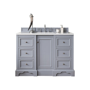 De Soto 48" Single Vanity, Silver Gray w/ 3 CM White Zeus Quartz Top James Martin Vanities