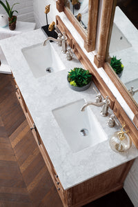 Providence 60" Driftwood Double Vanity w/ 3 CM Carrara Marble Top James Martin Vanities