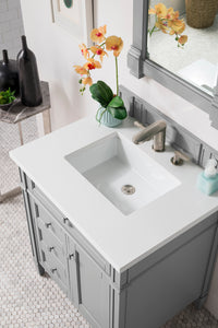 Brittany 30" Single Vanity, Urban Gray, w/ 3 CM White Zeus Quartz Top James Martin Vanities