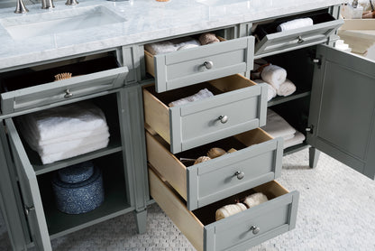 Brittany 60" Urban Gray Double Vanity w/ 3 CM Carrara Marble Top James Martin Vanities