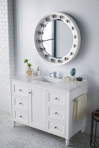 Copper Cove Encore 48" Single Vanity, Bright White w/ 3 CM White Zeus Quartz Top James Martin Vanities