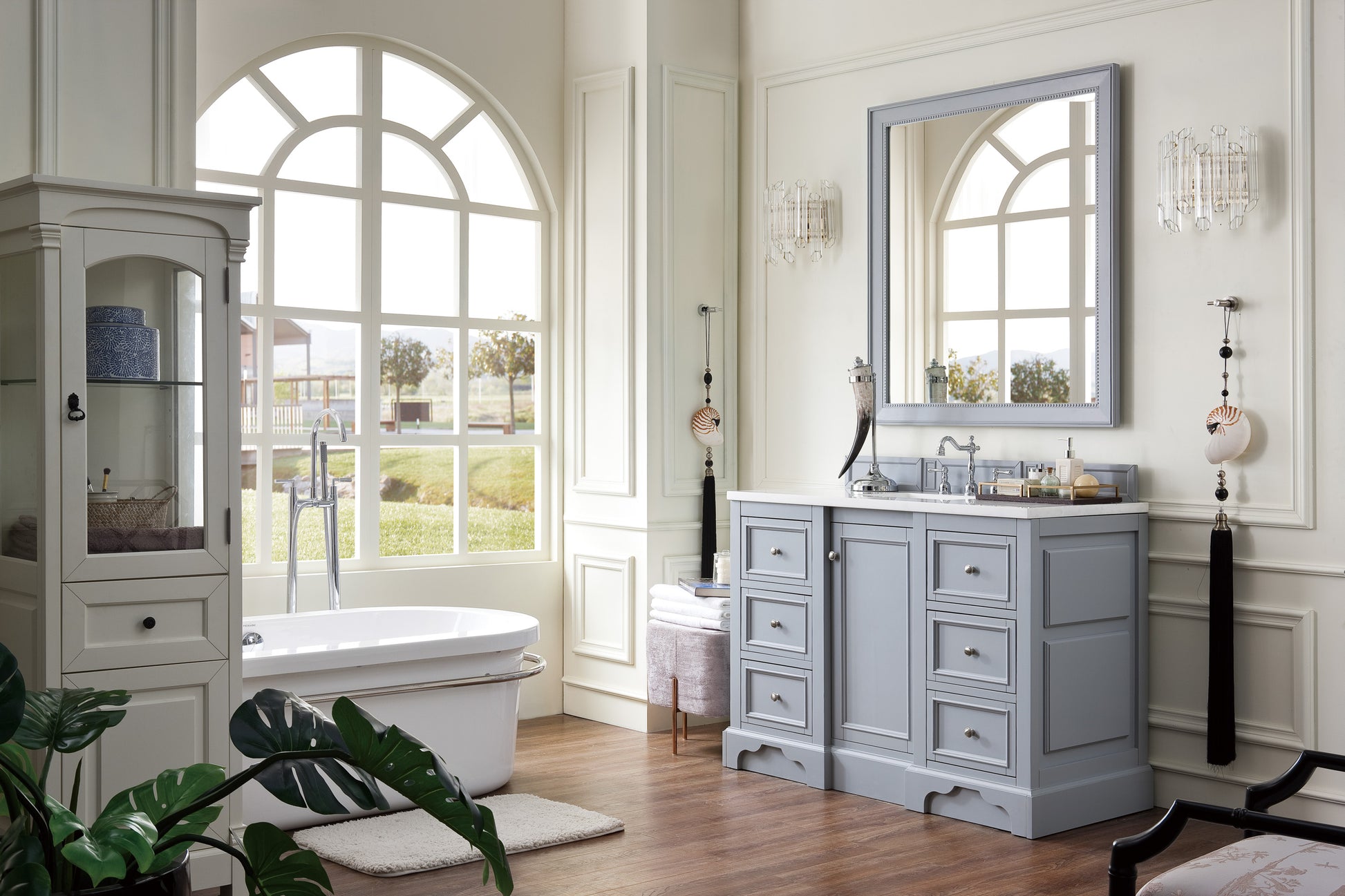 De Soto 48" Single Vanity, Silver Gray w/ 3 CM Arctic Fall Solid Surface Top James Martin Vanities