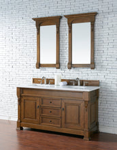 Load image into Gallery viewer, Brookfield 60&quot; Double Vanity, Country Oak w/ 3 CM Classic White Quartz Top James Martin Vanities