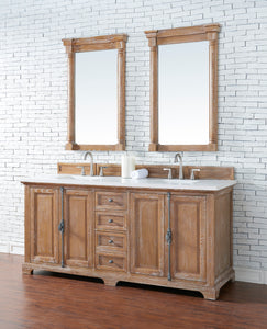 Providence 72" Double Vanity Cabinet, Driftwood, w/ 3 CM White Zeus Quartz Top James Martin Vanities