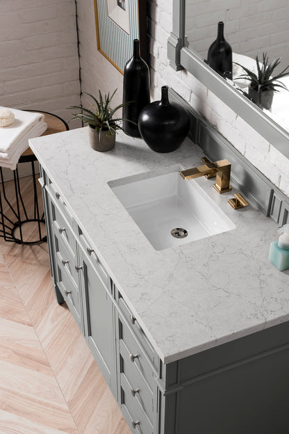 Brittany 48" Urban Gray Single Vanity w/ 3 CM Eternal Jasmine Pearl Quartz Top James Martin Vanities