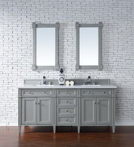 Brittany 72" Urban Gray Double Vanity w/ 3 CM White Zeus Quartz Top James Martin Vanities