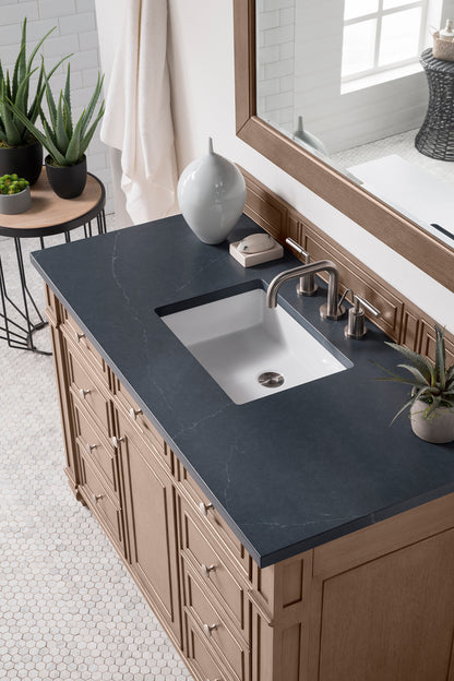 Bristol 48" Single Vanity, Whitewashed Walnut, w/ 3 CM Charcoal Soapstone Quartz Top James Martin Vanities