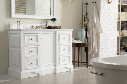 De Soto 48" Single Vanity, Bright White w/ 3 CM White Zeus Quartz Top James Martin Vanities