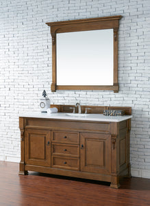 Brookfield 60" Single Vanity, Country Oak w/ 3 CM White Zeus Quartz Top James Martin Vanities