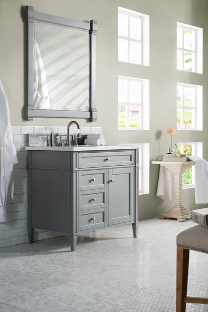 Brittany 36" Urban Gray Single Vanity w/ 3 CM Arctic Fall Solid Surface Top James Martin Vanities