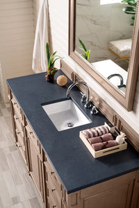 Bristol 60" Single Vanity, Whitewashed Walnut, w/ 3 CM Charcoal Soapstone Quartz Top James Martin Vanities