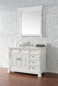 Brookfield 48" Single Vanity, Bright White w/ 3 CM White Zeus Quartz Top James Martin Vanities