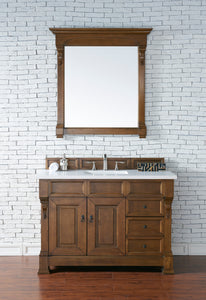 Brookfield 48" Country Oak Single Vanity  w/ 3 CM Classic White Quartz Top James Martin