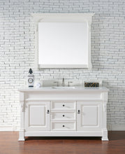 Load image into Gallery viewer, Brookfield 60&quot; Single Vanity, Bright White w/ 3 CM White Zeus Quartz Top James Martin Vanities