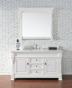 Brookfield 60" Single Vanity, Bright White w/ 3 CM White Zeus Quartz Top James Martin Vanities