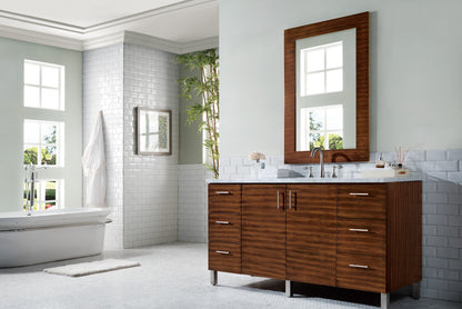 Metropolitan 60" American Walnut Single Vanity w/ 3 CM Carrara Marble Top James Martin Vanities