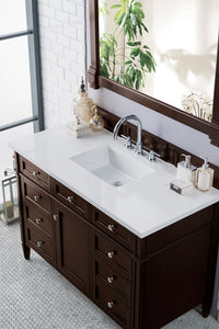 Brittany 48" Burnished Mahogany Single Vanity w/ 3 CM White Zeus Quartz Top James Martin Vanities