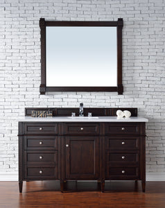 Brittany 60" Burnished Mahogany Single Vanity w/ 3 CM White Zeus Quartz Top James Martin Vanities