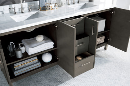 Metropolitan 72" Silver Oak Double Vanity w/ 3 CM Arctic Fall Solid Surface Top James Martin Vanities