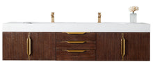 Load image into Gallery viewer, Mercer Island 72&quot; Double Vanity, Coffee Oak, Radiant Gold w/ Glossy White Composite Top James Martin Vanities