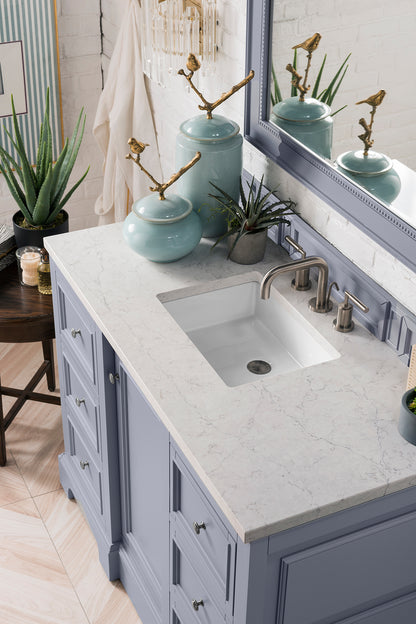 De Soto 48" Single Vanity, Silver Gray w/ 3 CM Eternal Jasmine Pearl Quartz Top James Martin Vanities