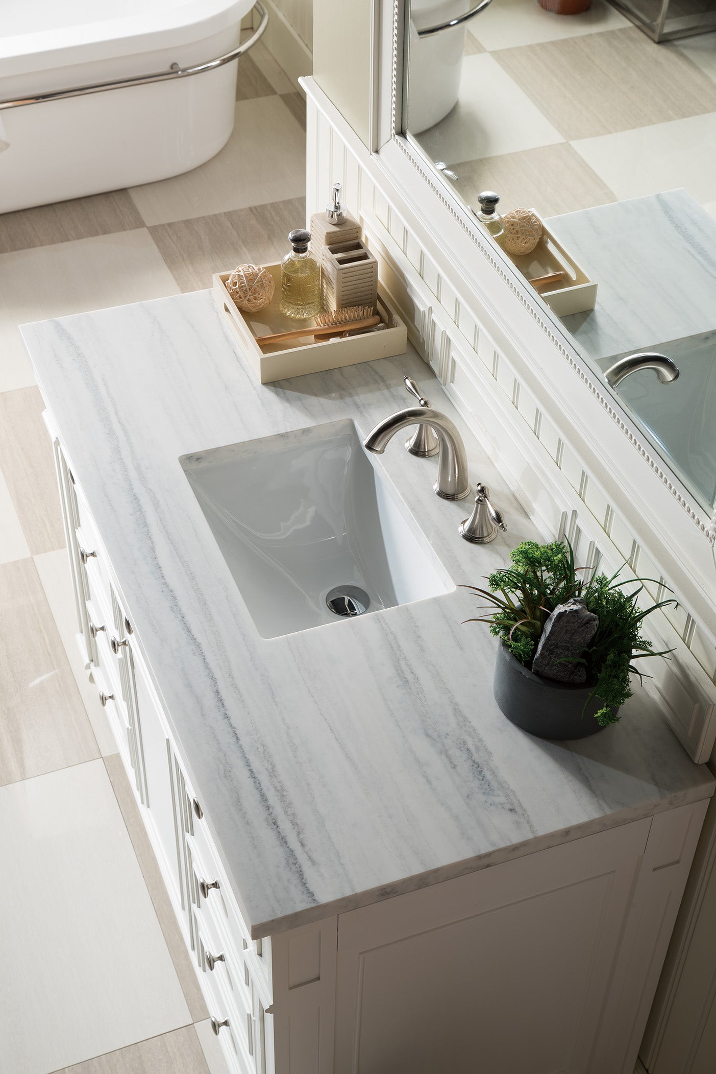 Bristol 48" Single Vanity, Bright White, w/ 3 CM Arctic Fall Solid Surface Top James Martin Vanities