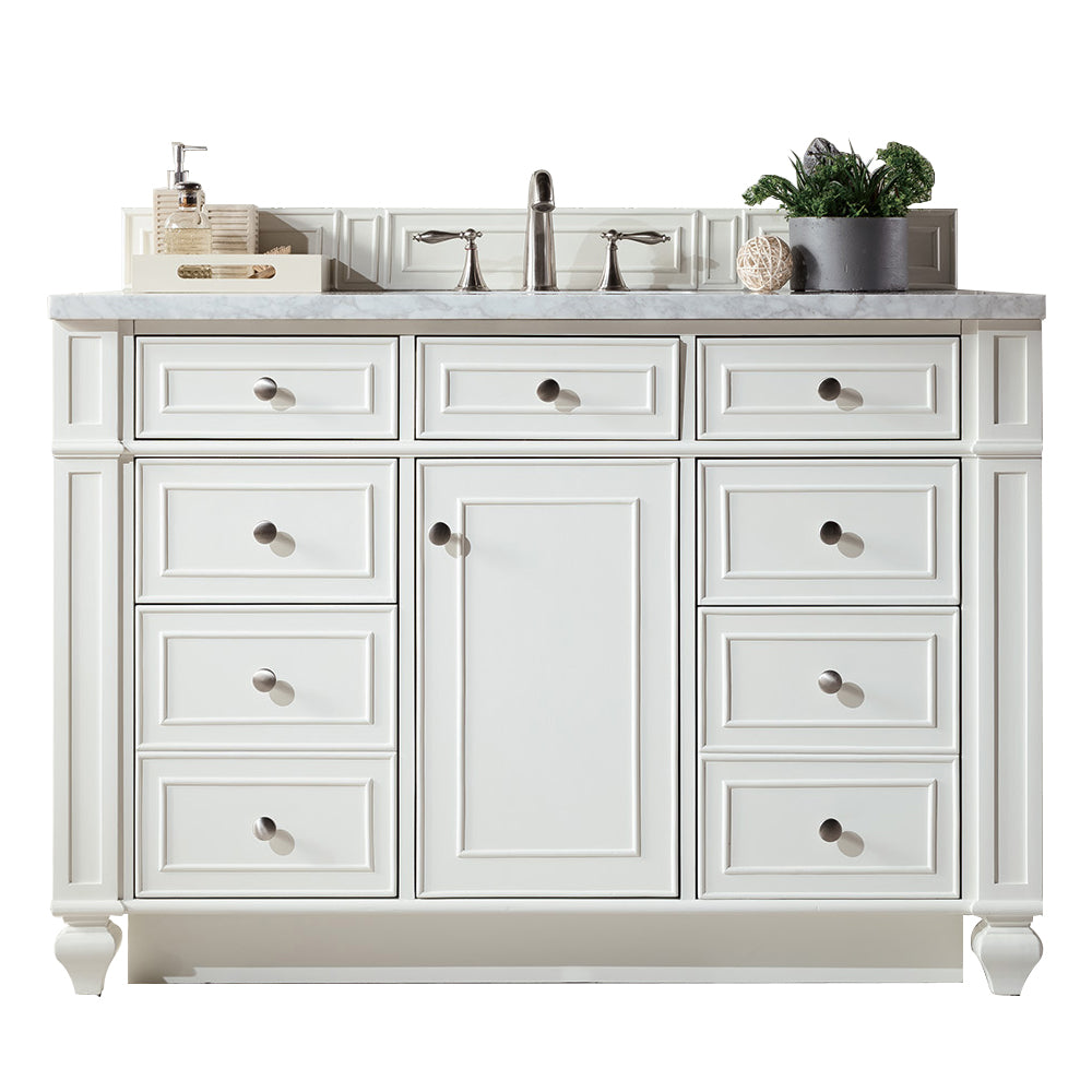 Bristol 48" Single Vanity, Bright White, w/ 3 CM Arctic Fall Solid Surface Top James Martin Vanities