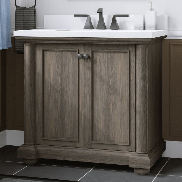 36" Bradford Vanity in Walnut with Quartz Countertop All Wood Thomasville