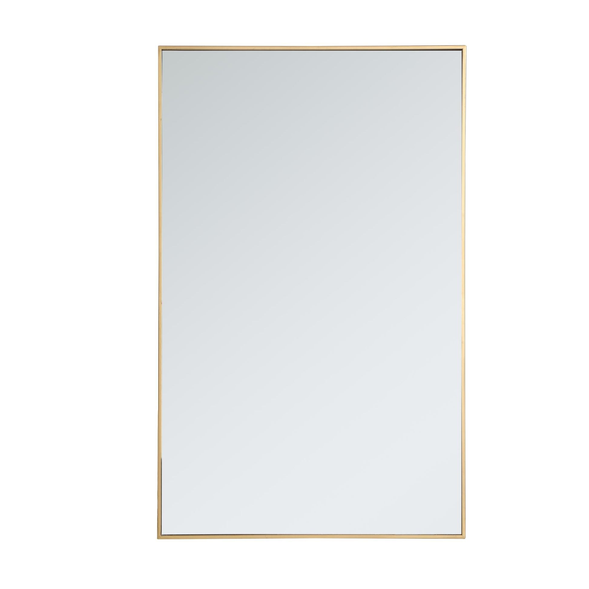 Elegant Decor Metal frame rectangle mirror 30 inch in Brass Elegant Decor
