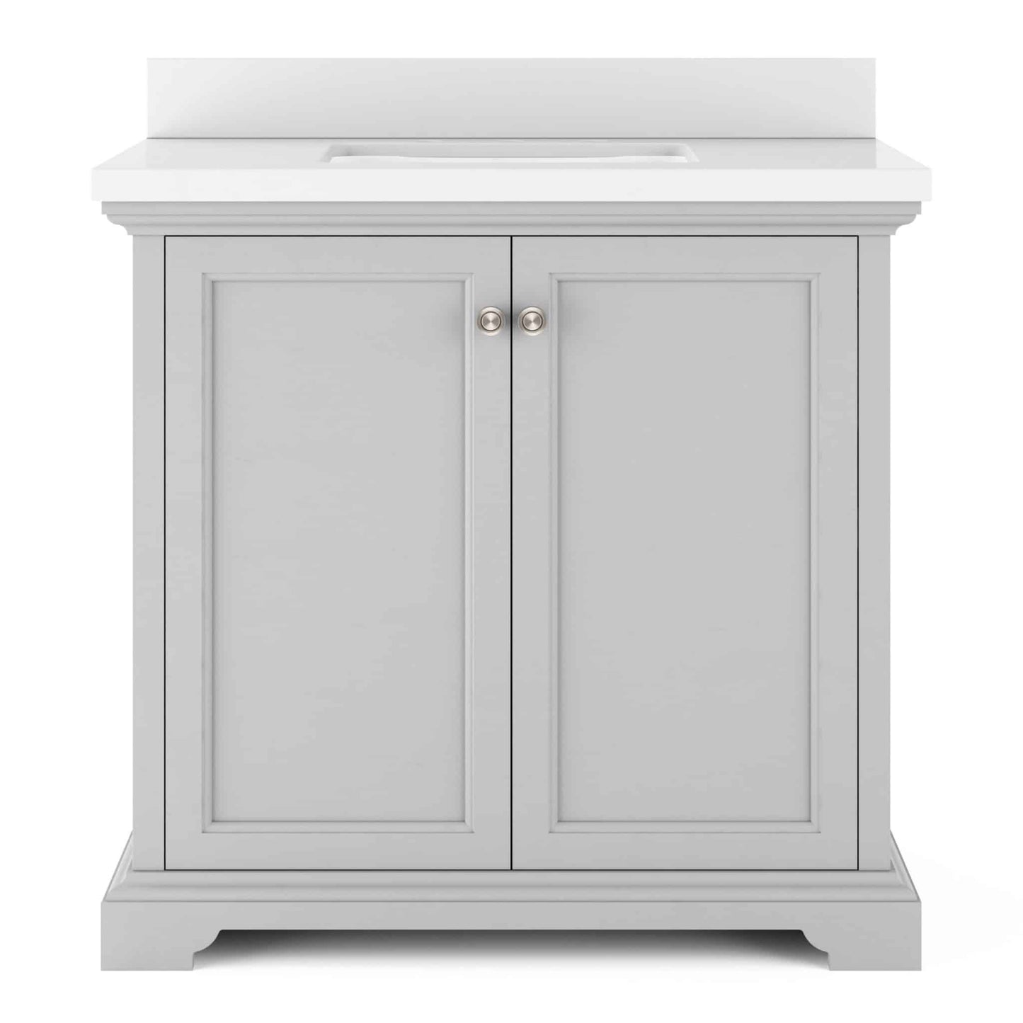 36" Portage Peak Vanity in Gray with White Quartz Top Renovate for Less Outlet