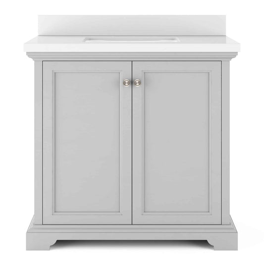 36" Portage Peak Vanity in Gray with White Quartz Top Renovate for Less Outlet