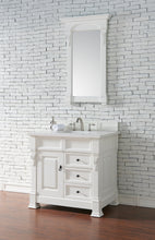 Load image into Gallery viewer, Brookfield 36&quot; Single Vanity, Bright White w/ 3 CM White Zeus Quartz Top James Martin Vanities