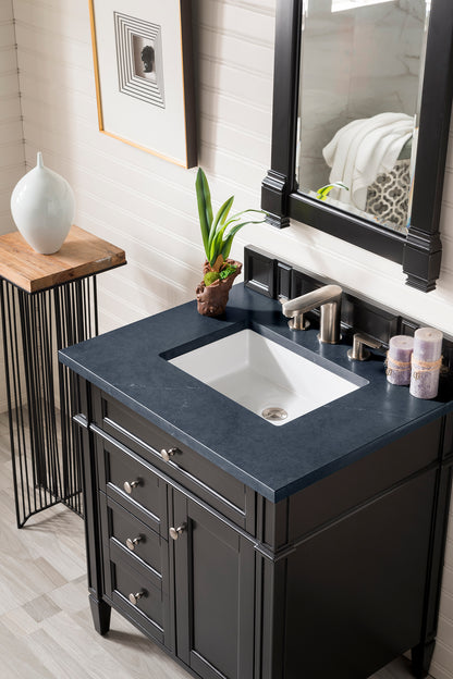 Brittany 30" Single Vanity, Black Onyx, w/ 3 CM Charcoal Soapstone Quartz Top James Martin Vanities