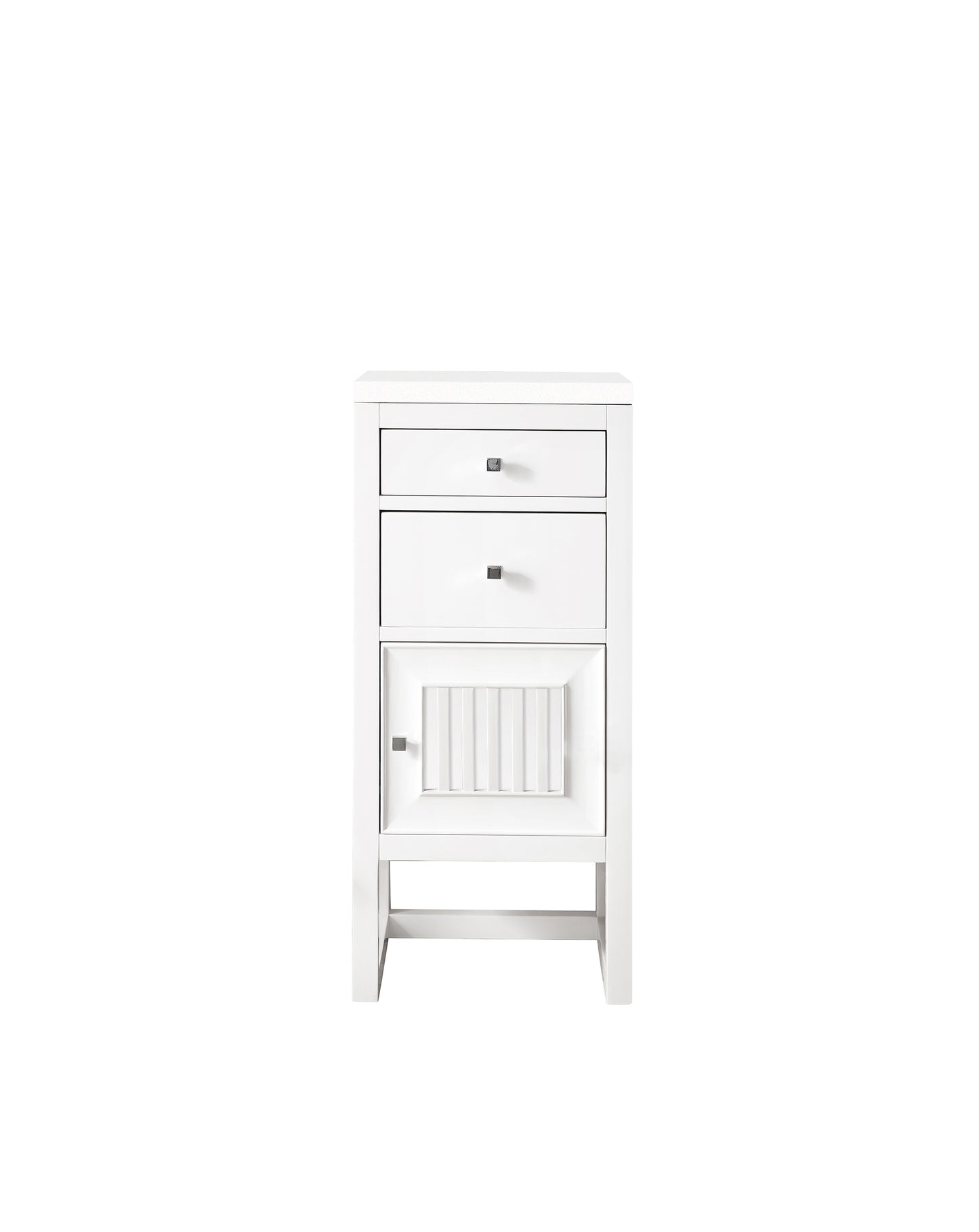 Athens 15" Cabinet w/ Drawers & Door, Glossy White w/ 3 CM Classic White Quartz Top James Martin