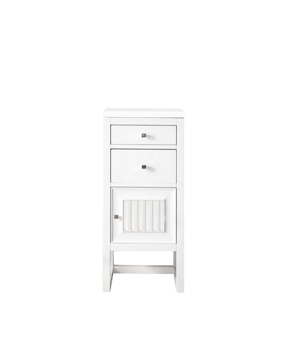 Athens 15" Cabinet w/ Drawers & Door, Glossy White w/ 3 CM Classic White Quartz Top James Martin