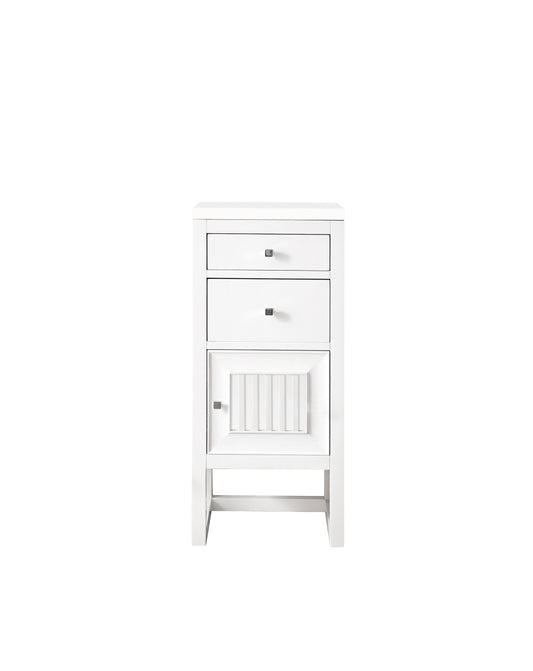 Athens 15" Cabinet w/ Drawers & Door, Glossy White w/ 3 CM Classic White Quartz Top James Martin