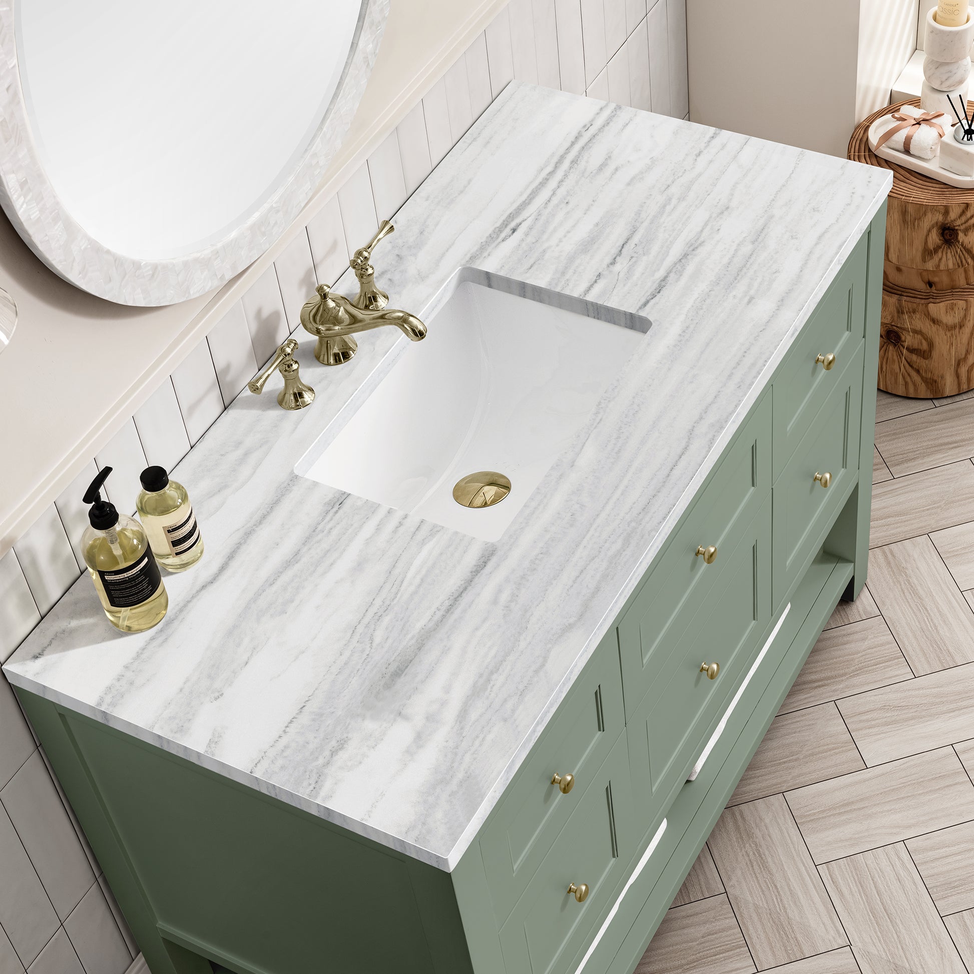 Bathroom Vanities Outlet Atlanta Renovate for LessBreckenridge 48" Single Vanity, Smokey Celadon w/ 3CM Arctic Fall Top