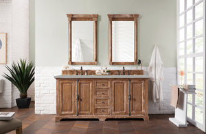 Providence 72" Double Vanity Cabinet, Driftwood, w/ 3 CM Eternal Serena Quartz Top James Martin Vanities