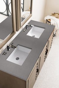 Portland 60" Double Vanity Whitewashed Walnut, w/ 3 CM Grey Expo Quartz Top James Martin Vanities