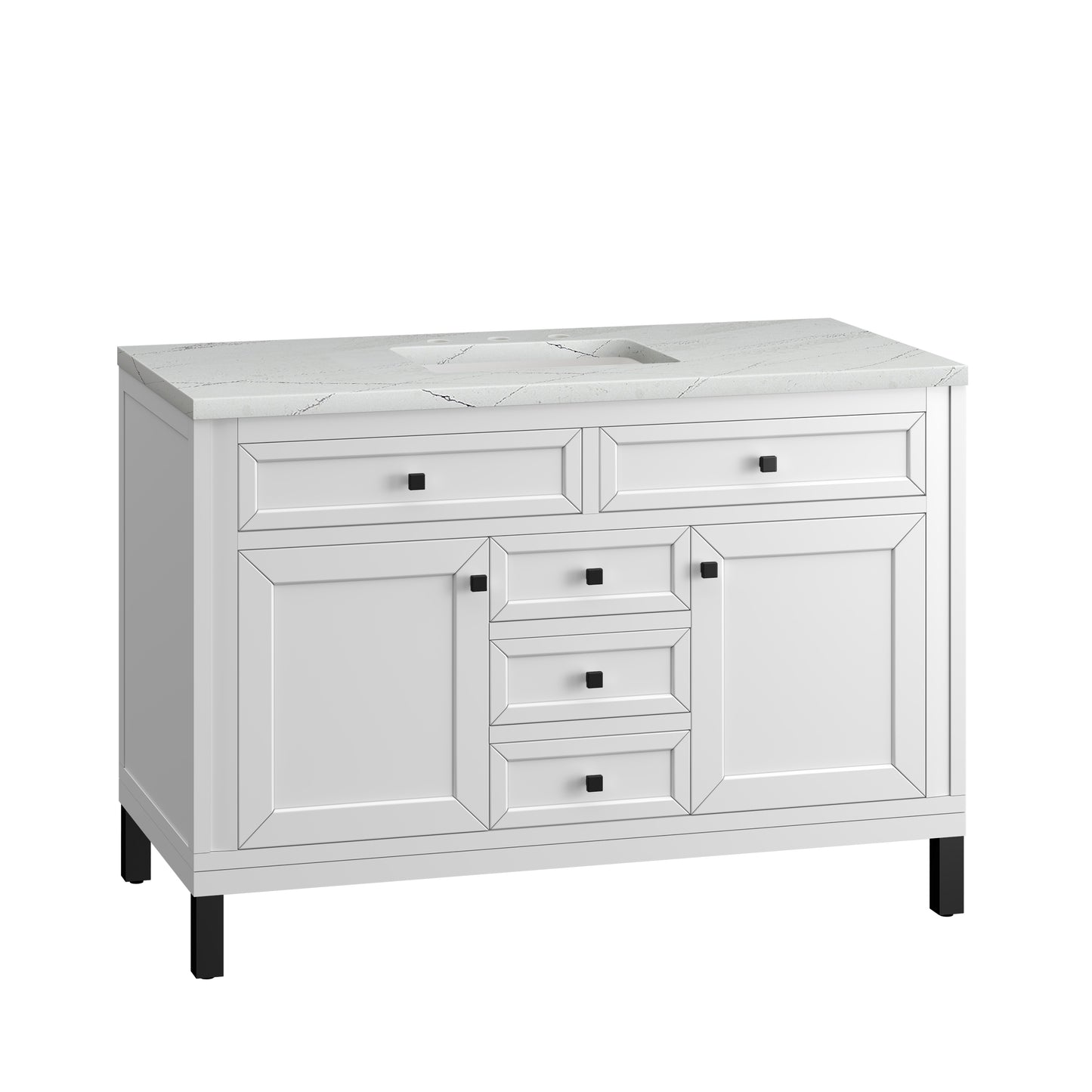 Bathroom Vanities Outlet Atlanta Renovate for LessChicago 48" Single Vanity, Glossy White w/ 3CM Ethereal Noctis Top