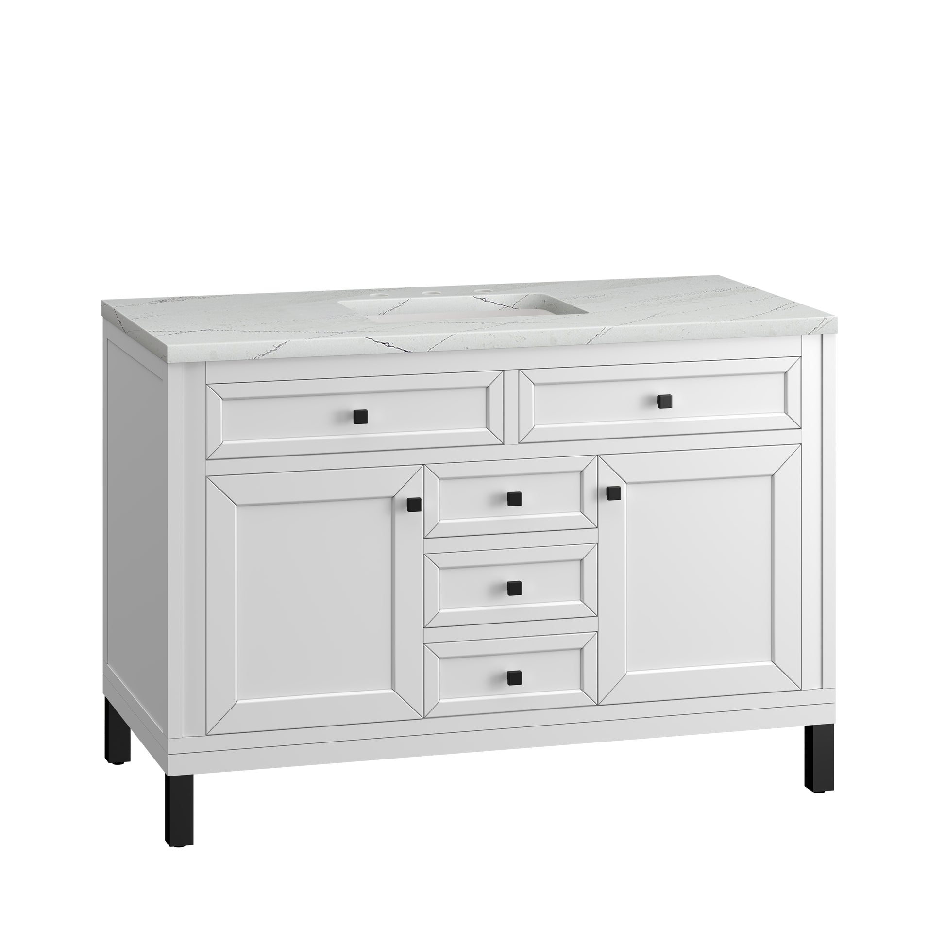 Bathroom Vanities Outlet Atlanta Renovate for LessChicago 48" Single Vanity, Glossy White w/ 3CM Ethereal Noctis Top