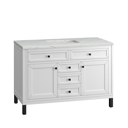 Bathroom Vanities Outlet Atlanta Renovate for LessChicago 48" Single Vanity, Glossy White w/ 3CM Ethereal Noctis Top