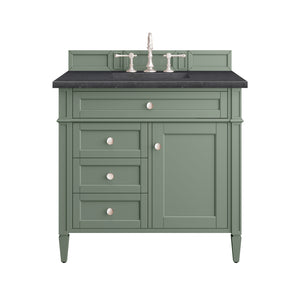 Brittany 36" Single Vanity, Smokey Celadon w/ 3CM Charcoal Soapstone Top James Martin Vanities