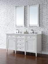 Load image into Gallery viewer, Brittany 60&quot; Bright White Double Vanity w/ 3 CM Classic White Quartz Top James Martin Vanities