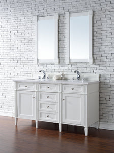 Brittany 60" Bright White Double Vanity w/ 3 CM Classic White Quartz Top James Martin Vanities