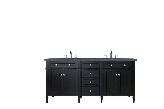 Brittany 72" Black Onyx Double Vanity w/ 3 CM Charcoal Soapstone Quartz Top James Martin Vanities