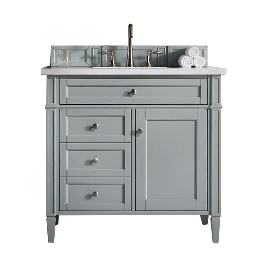 Brittany 36" Urban Gray Single Vanity w/ 3 CM Arctic Fall Solid Surface Top James Martin Vanities