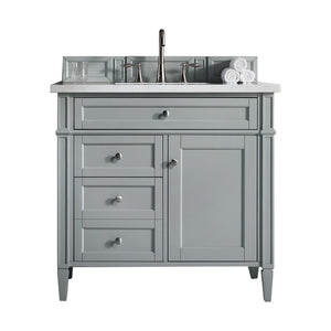 Brittany 36" Urban Gray Single Vanity w/ 3 CM White Zeus Quartz Top James Martin Vanities