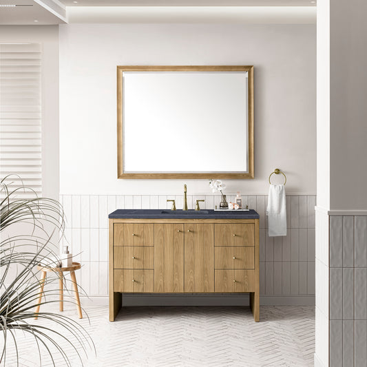 Hudson 48" Single Vanity, Light Natural Oak w/ 3CM Charcoal Soapstone Top James Martin Vanities